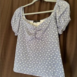 Floral Puff Sleeve Top in Blue